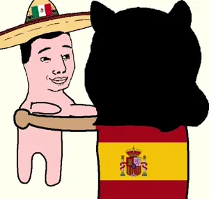 glegle, chudjak, 1soyjak, back view, black hair, brown skin, character, flag, front view, full body