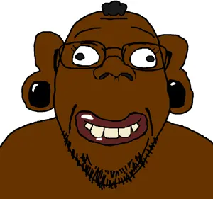 sheeeit, bernd, 1soyjak, afro, black eyes, black hair, brown skin, glasses, hair, half body