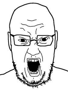nelljak, 1soyjak, angry, bald, fat, front view, glasses, hair, nuvariant, open eyes