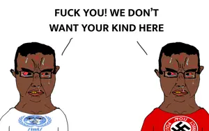 chudjak, chudjak front, /int/, /pol/, /pol/tard, 2soyjaks, angry, black hair, bloodshot eyes, brown skin
