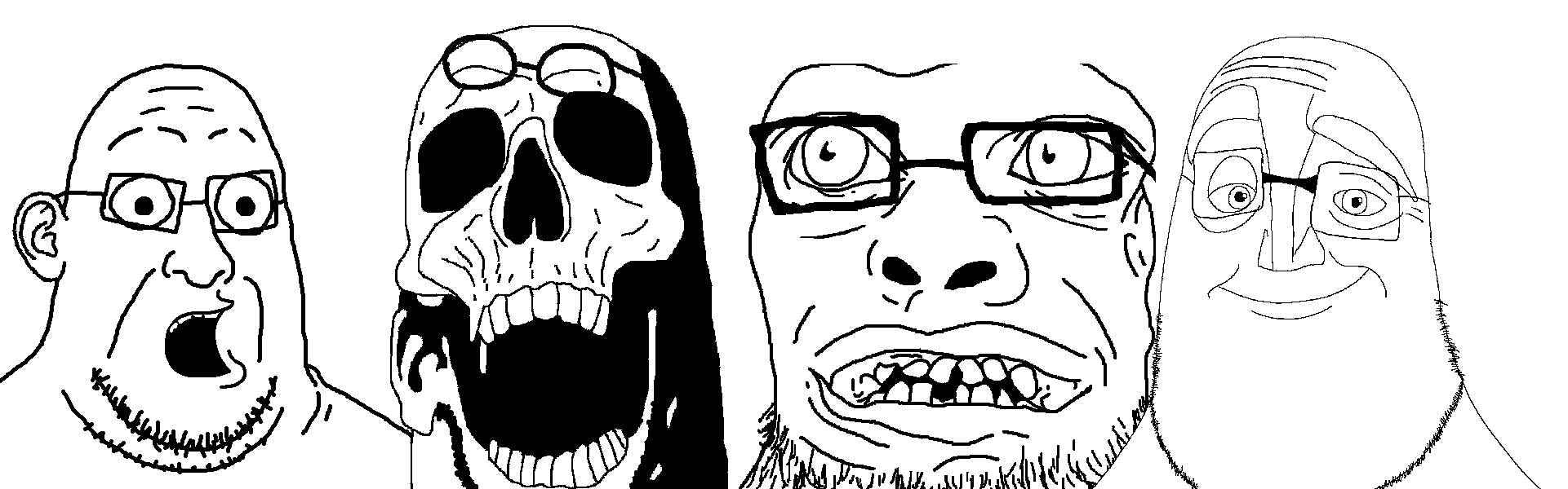 canny 2, damnchair, gapejak, markiplier soyjak, parr, poopyson, tony soprano soyjak, skeletonjak, soyjak trio, trios & duos