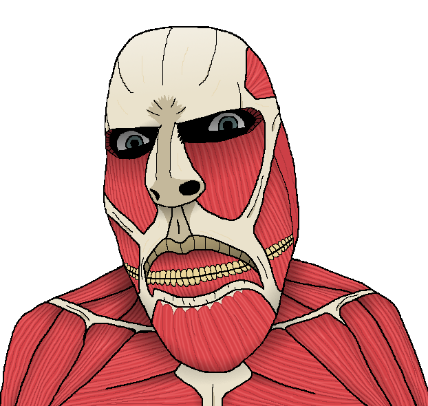 cobson, 1soyjak, anime, bald, blue eyes, buff, exposed muscle, front view, looking at you, muscles