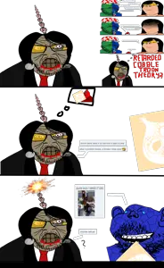 289183 - soybooru.com - 1soyjak angry anti_broot bald bantujeet bantumutt beetroot black_hair blue_eyes blue_glasses blue_skin broot carl closed_mouth clothes cobblestone comic cryboy_soyjak crying drink drinking drinking_straw fat female female_ga.png