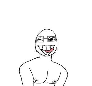 quirkjak, eyelids, glasses, nipple, open mouth, soyjak, stubble, tongue, wink