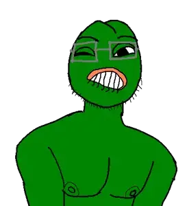 pepe, quirkjak, amphibian, animal, biting lip, closed mouth, eyelids, frog, glasses, green skin