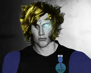 der coomer, gigachad, gigacoomer, young giga, aryan, a10 eyes, a10 eyes, badge, blonde hair, blue eyes