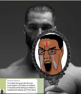 gigachad, gordon freeman, chudjak, chudjak seething, angry, beard, black hair, brown skin, buff, canada