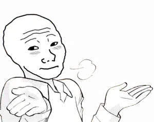 wojak, arm, arms, bald, blush, breath, closed mouth, collared shirt, eyebrows, feels