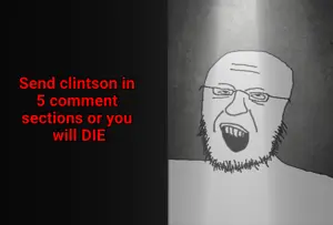 clintson, unknown, brimstone creepypastas, 1soyjak, bald, gaping mouth, half body, half closed eyes, irl background, looking to the left