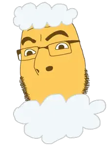 cobson, soymoji, cloud, emoticon, glasses, hiding, no mouth, soyjak, stubble, yellow