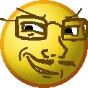 matchajаk, soyak, soyak (smug), nuurumoji, 1soyjak, bald, black eyes, closed mouth, front view, glasses
