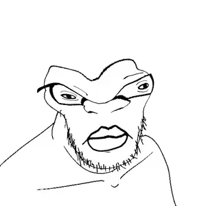 chudjak, feraljak, markiplier soyjak, chudplier, fusionjaks, 1soyjak, bald, black eyes, closed mouth, confused