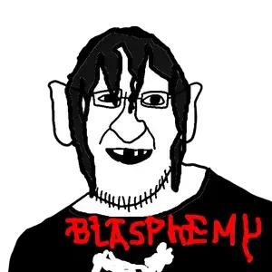 pessijak, useful soys, 1soyjak, black eyes, black hair, black metal, black shirt, blasphemy, death metal, front view
