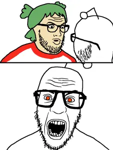 nerdjak, geek vs nerd, 4chan, angry, anime, antenna, clothes, glasses, green hair, hair