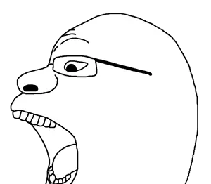 goopjak, yellow submarine, sidejaks, 1soyjak, bald, black eyes, glasses, head only, looking down, no beard