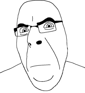 cobson, 1soyjak, bald, bushy eyebrows, closed mouth, eyebrows, glasses, looking at you, no beard, open eyes