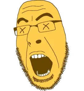 cobson, soymoji, dead, emoticon, glasses, open mouth, soyjak, stubble, x eyes, yellow