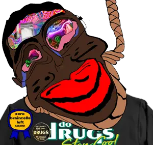 chudjak, jartycuck, patrick, slopjak, 1soyjak, award, badge, big red lips, black hair, bloodshot eyes