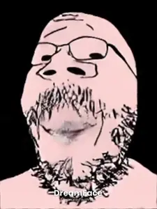 gapejak, babyjak, mustached gapejak, babyjak, 1soyjak, baby, bald, beard, black background, black eyes