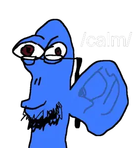 allearsjak, /calm/, big ear, big ears, blue skin, brown eyes, calm, ear, glasses, happy