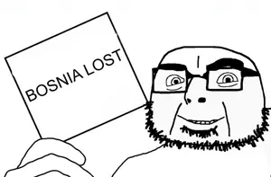 cobson, olgolstein, proud olgolians, 1soyjak, bald, bosnia, bosnian, glasses, half open mouth, holding object