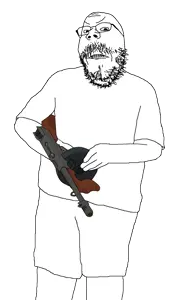 gapejak, mustached gapejak, 1soyjak, almost full body, angry, arm, bald, beard, black eyes, clothes