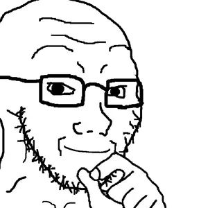 pepe, soyak, 1soyjak, bald, closed mouth, forehead lines, glasses, hand, looking at you, monochrome