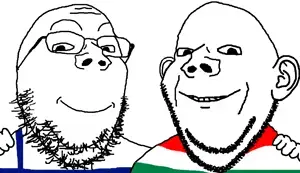 gapejak, impish, impish soyak ears, shrimpish, no more brother wars, 2soyjaks, bald, big forehead, black eyes, ear