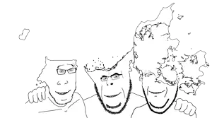 cobson, feraljak, gapejak, wholesome soyjak, no more brother wars, 3soyjaks, bald, black eyes, deformed, denmark