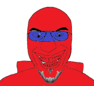 susjak, astronaut, blue, blue eyes, glasses, jerma985, open mouth, red, red skin, smile