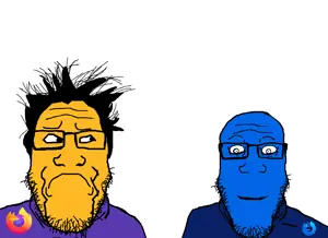 markiplier soyjak, neutralplier, 2soyjaks, bald, black hair, blue shirt, blue skin, browser, concerned, crazed