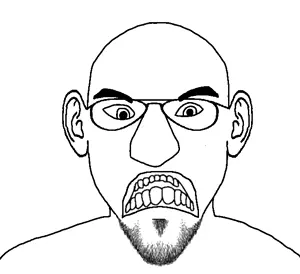 susjak, angry, ear, frown, glasses, jerma985, open mouth, seething, soyjak, stubble