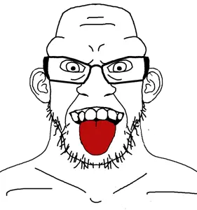feraljak, kenneth, bald, buck teeth, ear, eyebrows, forehead lines, glasses, happy, open mouth