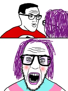 chudjak, nerdjak, geek vs nerd, 3soyjaks, chud, eyelashes, glasses, hair, makeup, nazism