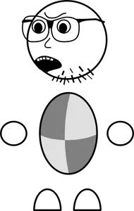 unanysoy, unknown, angry, bald, circle, glasses, gray skin, looking to the left, nose, open eyes