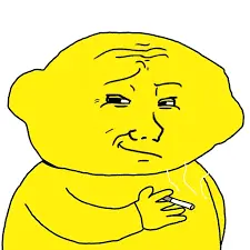 lemonjak, wojak, bald, food, fruit, lemon, no beard, skinny, smug, yellow skin