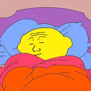 homer simpson, lemonjak, wojak, bald, bed, blanket, closed eyes, closed mouth, food, fruit