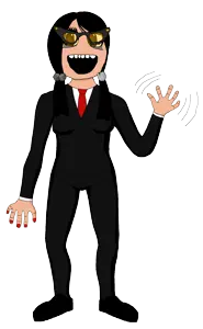 soytan, 1soyjak, black hair, black suit, blush, brown eyes, clothes, eyebags, front view, full body