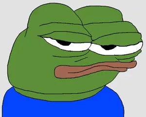 apu, pepe, amphibian, animal, blue shirt, closed mouth, frog, frown, green skin, lips