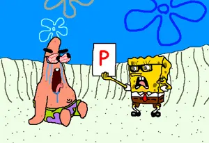 patrick star, spongebob squarepants, excited soyjak, soyak, doctos, wewjak, 'p, angry, buck teeth, cartoon