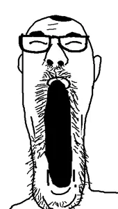 james youniverse, balding, closed eyes, ear, glasses, hair, open mouth, soyjak, stubble