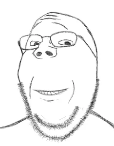 gapejak, wholesome soyjak, 1soyjak, bald, chin, double chin, fat, glasses, half open mouth, looking at you