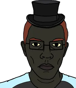 bu5tjak, black skin, chad, chinny, closed mouth, clothes, ear, eyebrows, front view, glasses