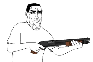 chudjak, perceptive chud, 1soyjak, arm, black eyes, black hair, closed mouth, clothes, frown, glasses