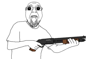 bernd, oh my god she is so attractive, 1soyjak, arm, bald, clothes, glasses, gun, half body, hand