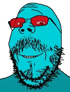 gapejak, mustached gapejak, admin, bald, beard, blue skin, eyes, glasses, looking at you, mustache