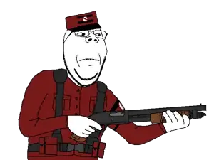 gapejak, wholesome soyjak, anti furry, anti furry unit, anti-furry, arm, bald, chestrig, closed mouth, clothes