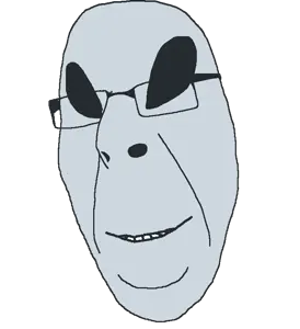 cobson, soymoji, alien, closed mouth, emoticon, glasses, gray skin, grey alien, smile, smug