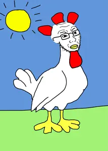 soyak, 1soyjak, animal, bald, beak, black eyes, blue sky, chicken, claws, closed mouth