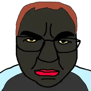 chudjak, dean, 1soyjak, big lips, black skin, chinny, chinnycuck, chud, closed mouth, dean